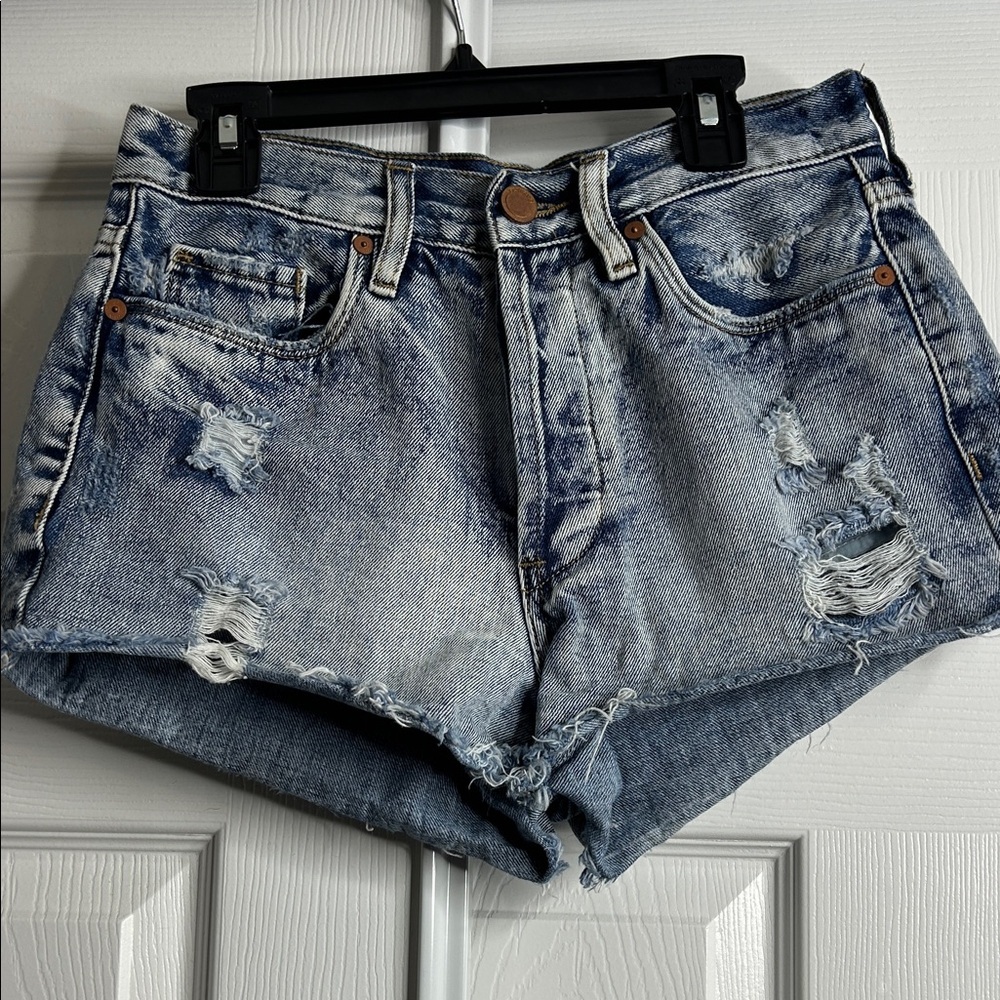 Blank‎ NYC Blue Distressed Jean Shorts 25 Booty Shorts